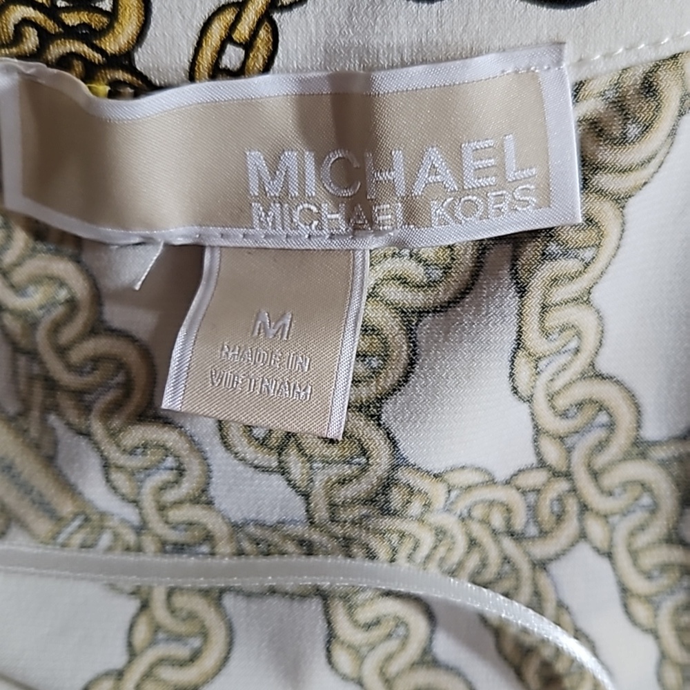 MICHAEL KORS Gold Chain Long Sleeve V-Neck Half Zip - Picture 6 of 7
